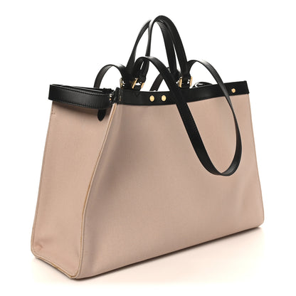 Fendi Canvas Vitello King FF Embroidered Medium Peekaboo X-Tote Rosa Quarzo Black 3 of 10