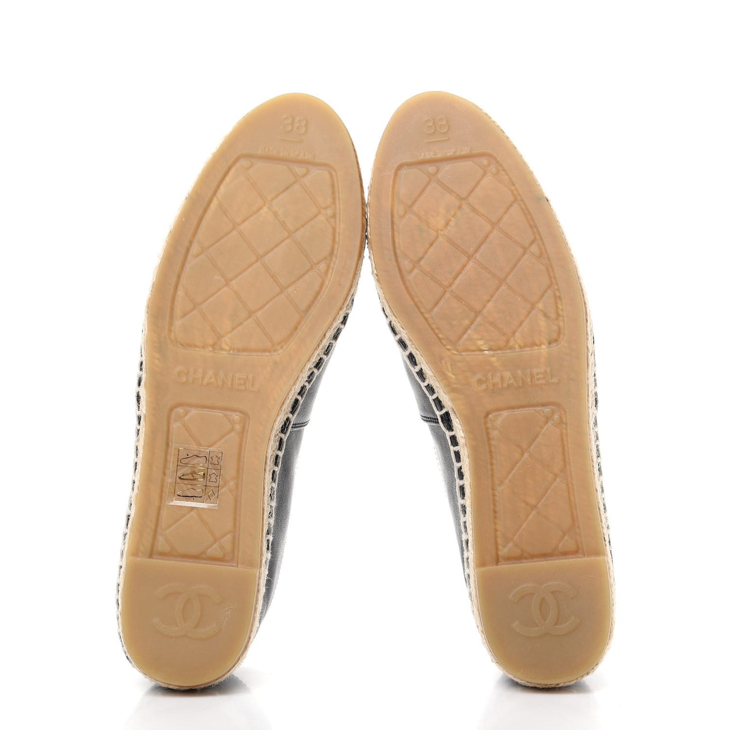 Calfskin Chain CC Espadrilles 38 Black