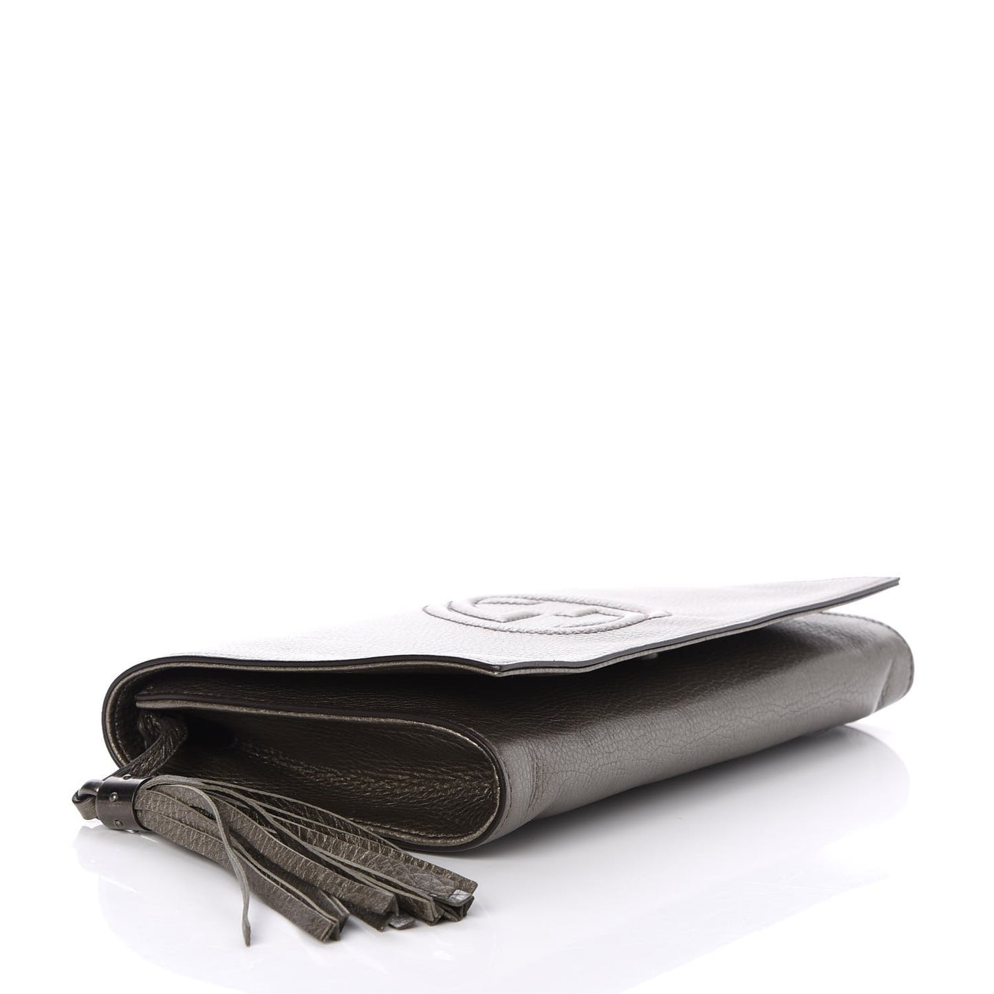 Metallic Pebbled Calfskin Medium Soho Clutch Sasso