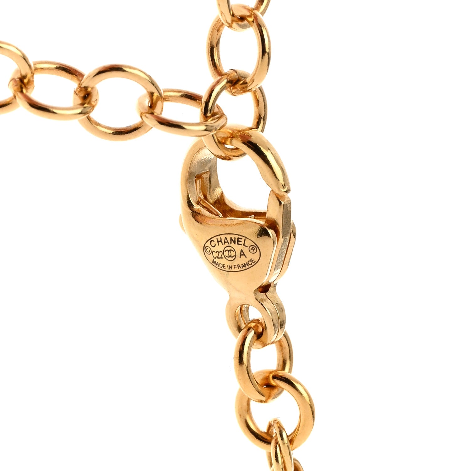 Chanel Pearl Crystal CC Pendant Necklace Gold Pink Pearly White 5 of 5
