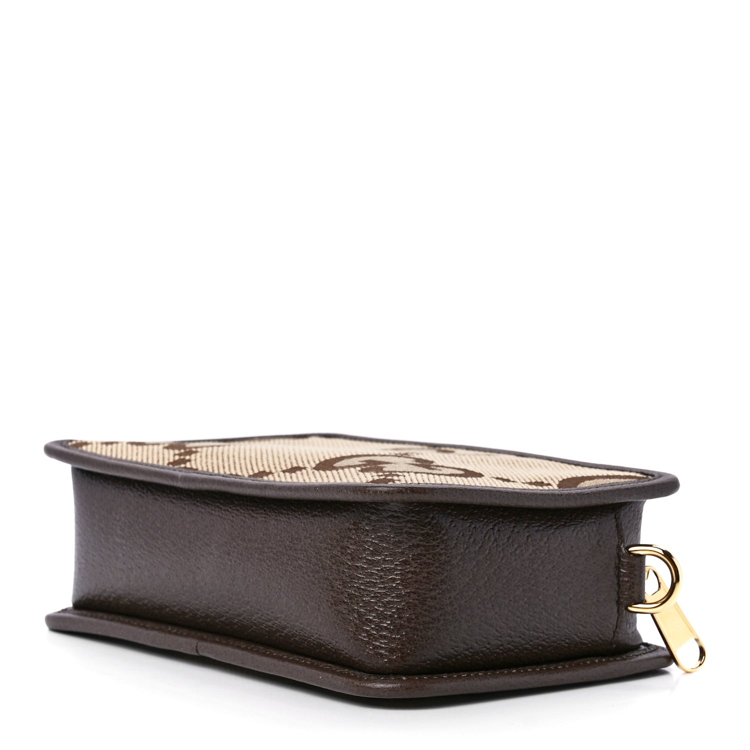 Gucci Monogram Jumbo GG Textured Dollar Calfskin Web Mini Crossbody Bag Camel Ebony New Acero 10 of 12