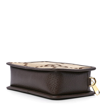 Gucci Monogram Jumbo GG Textured Dollar Calfskin Web Mini Crossbody Bag Camel Ebony New Acero 10 of 12
