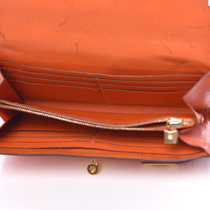 Hermes Chevre Mysore Kelly Longue Wallet Orange 5 of 22