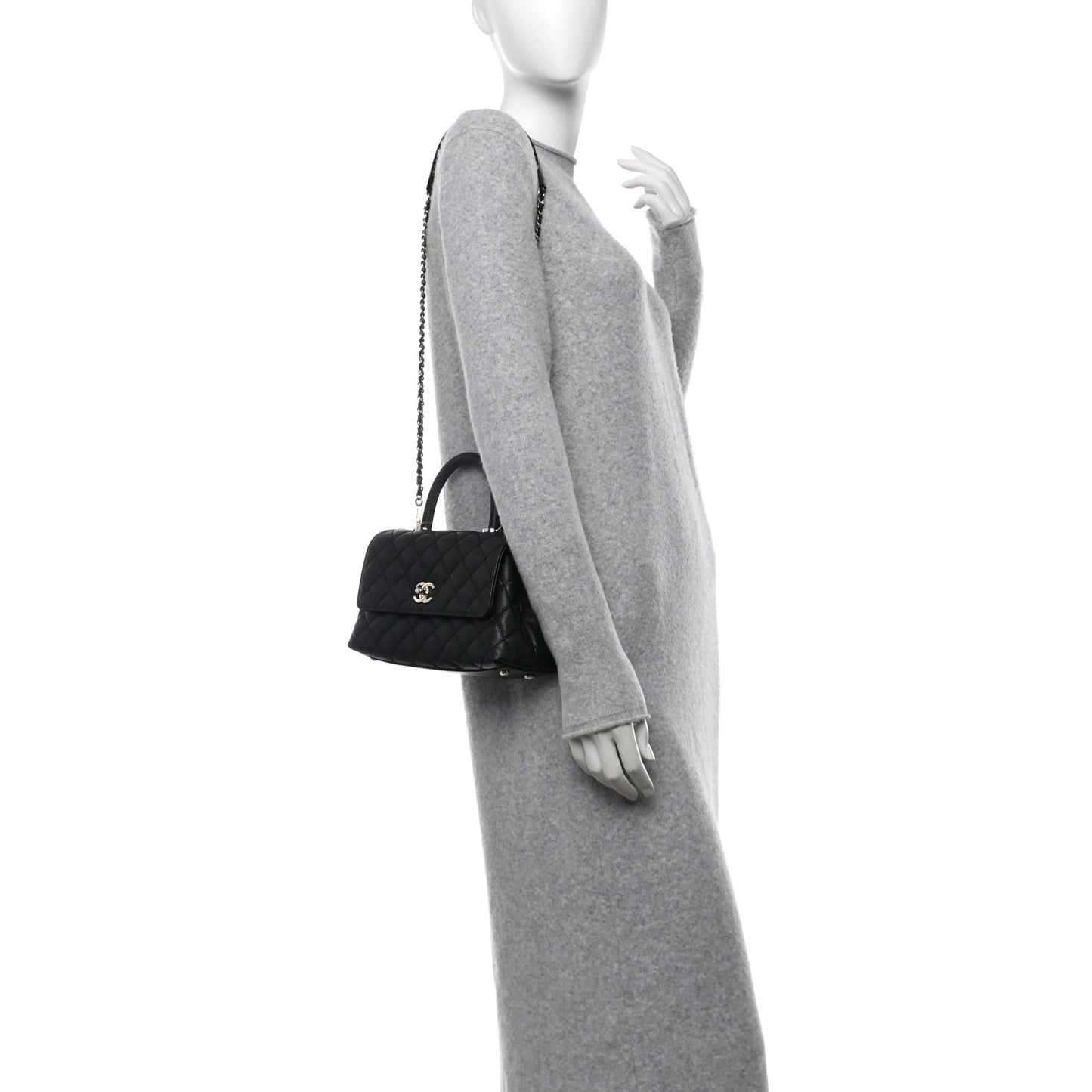 Caviar Quilted Mini Coco Handle Flap Black