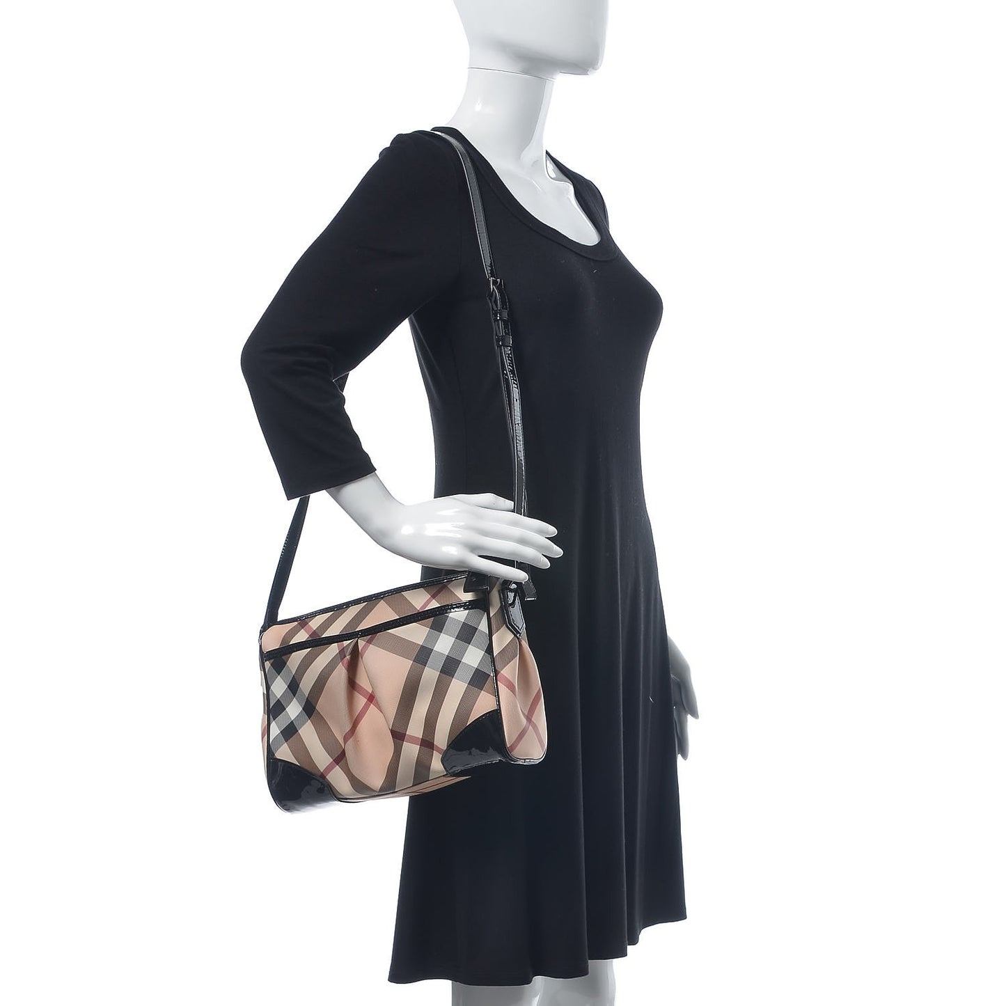 Patent Trim Nova Check Crossbody Black
