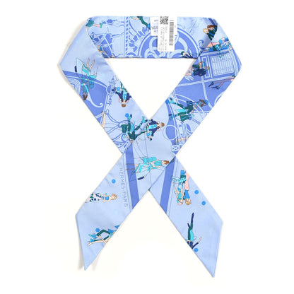 Hermes Silk Ex-Libris Les Parisiennes Twilly Ciel Turquoise Lavender 1 of 4