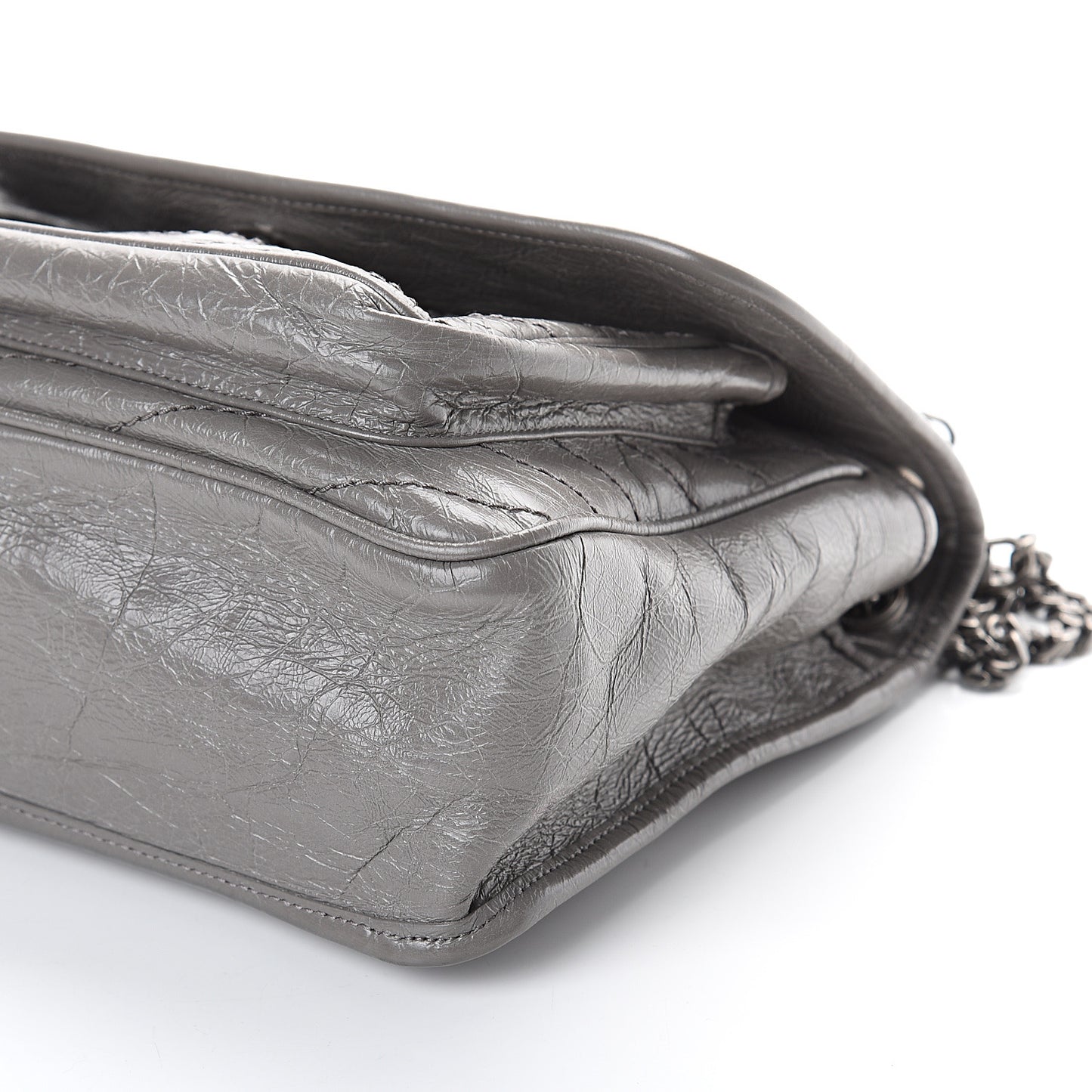 Crinkled Calfskin Matelasse Monogram Medium Niki Chain Satchel Fog