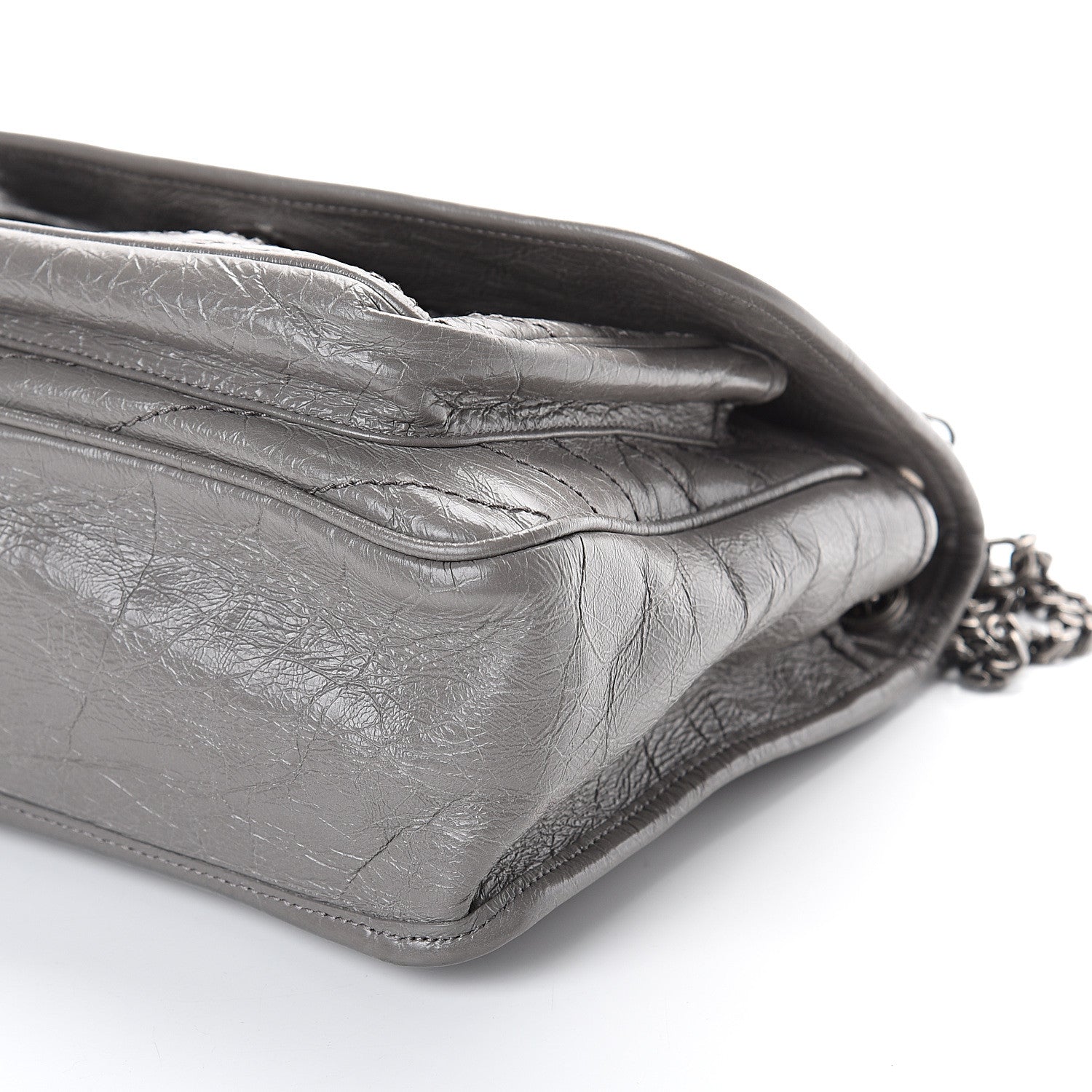Saint Laurent Crinkled Calfskin Matelasse Monogram Medium Niki Chain Satchel Fog 8 of 8
