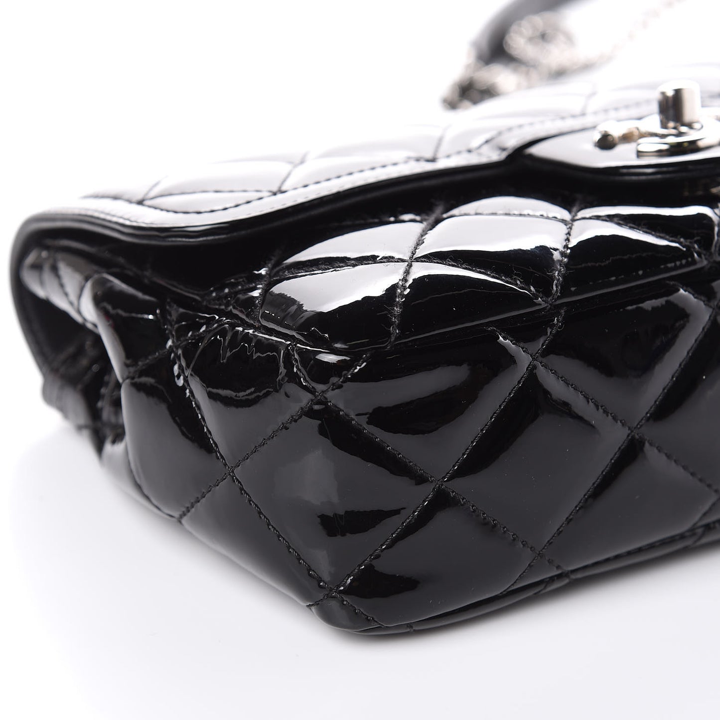 Patent Quilted Small Coco Shine Flap Black