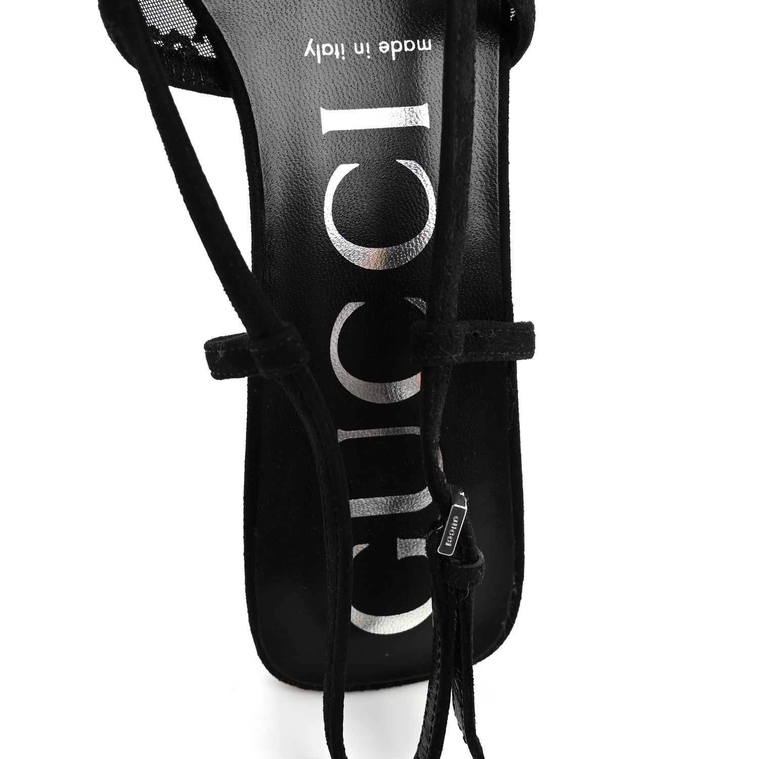 Gucci Tela Retino Kid Scamosciato Crystal GG Monogram Square G 35mm Slingback Pumps 37 Black 7 of 8