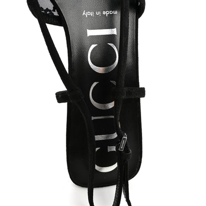 Gucci Tela Retino Kid Scamosciato Crystal GG Monogram Square G 35mm Slingback Pumps 37 Black 7 of 8