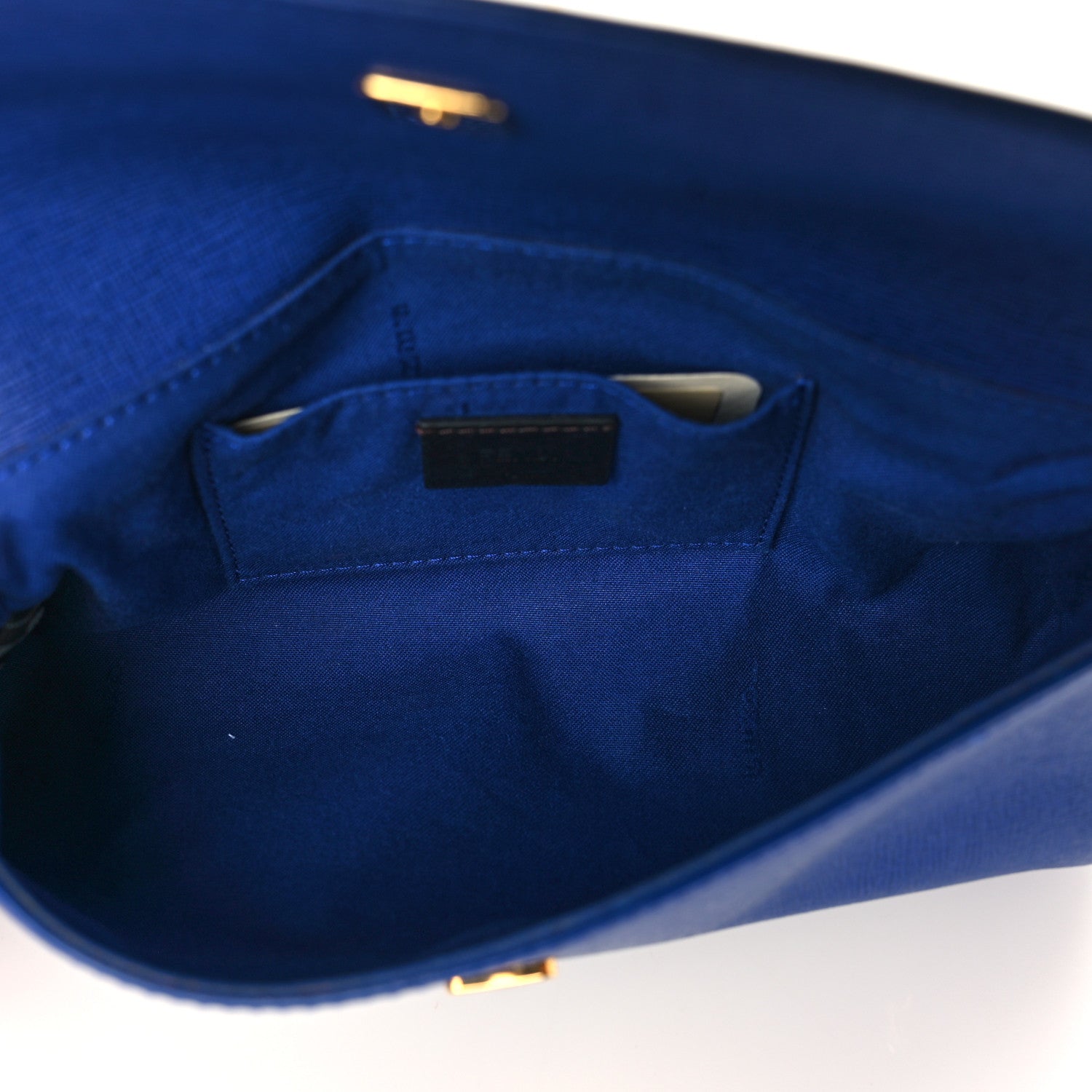 Fendi Vitello Elite Flap Crossbody Bag Blue Neon 5 of 9