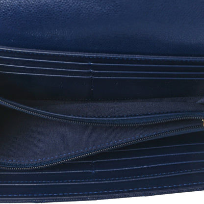 Chanel Caviar Quilted Large Gusset Flap Wallet Navy 5 of 8