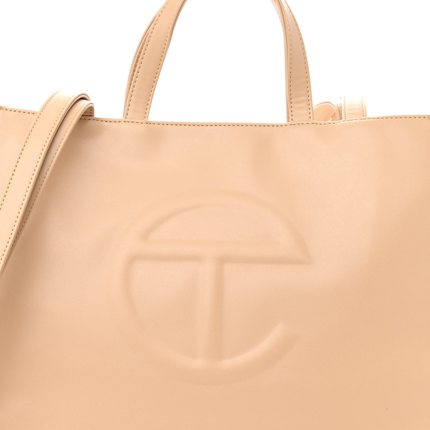 Vegan Leather Medium Shopping Bag Cream