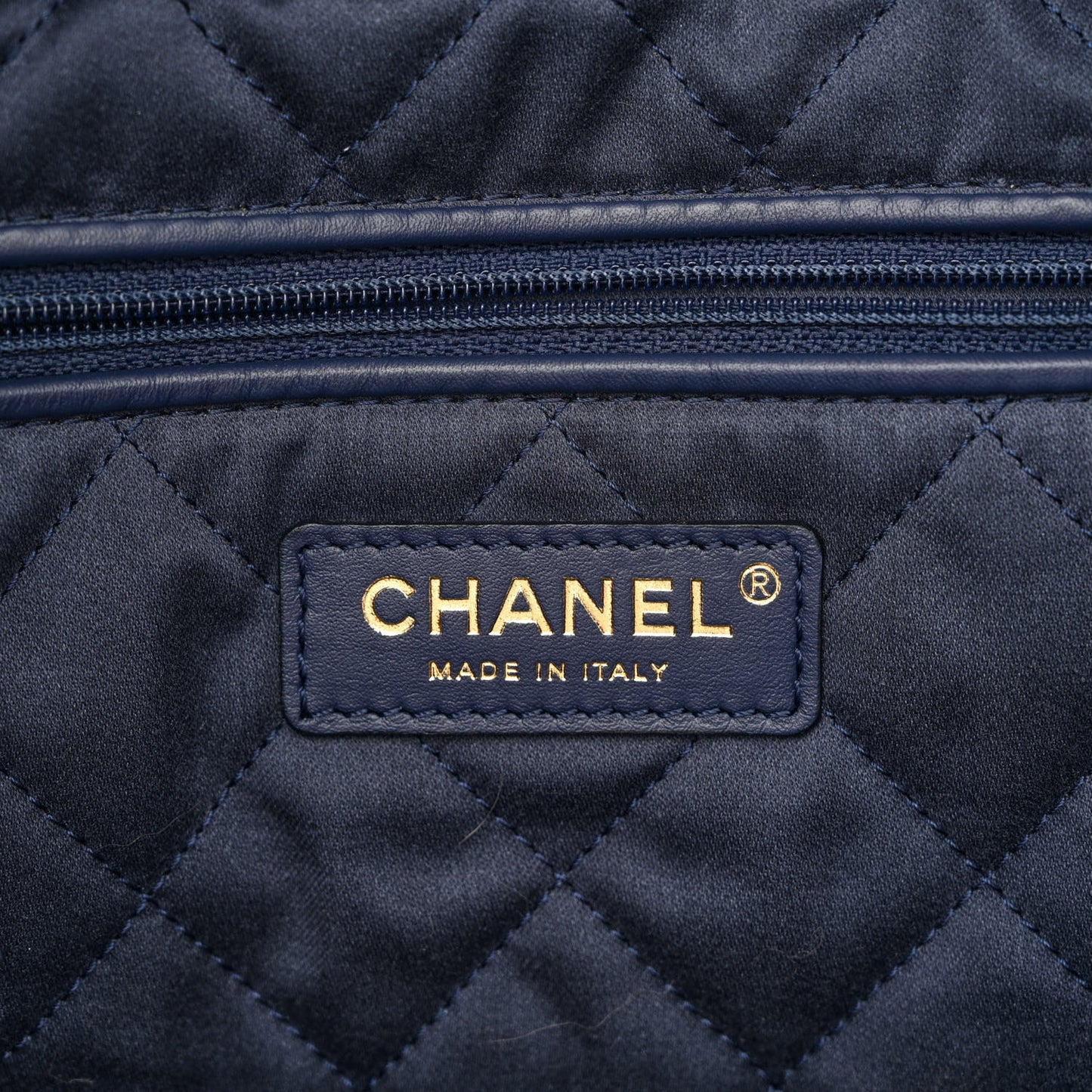 Shiny Calfskin Quilted Chanel 22 Navy Blue