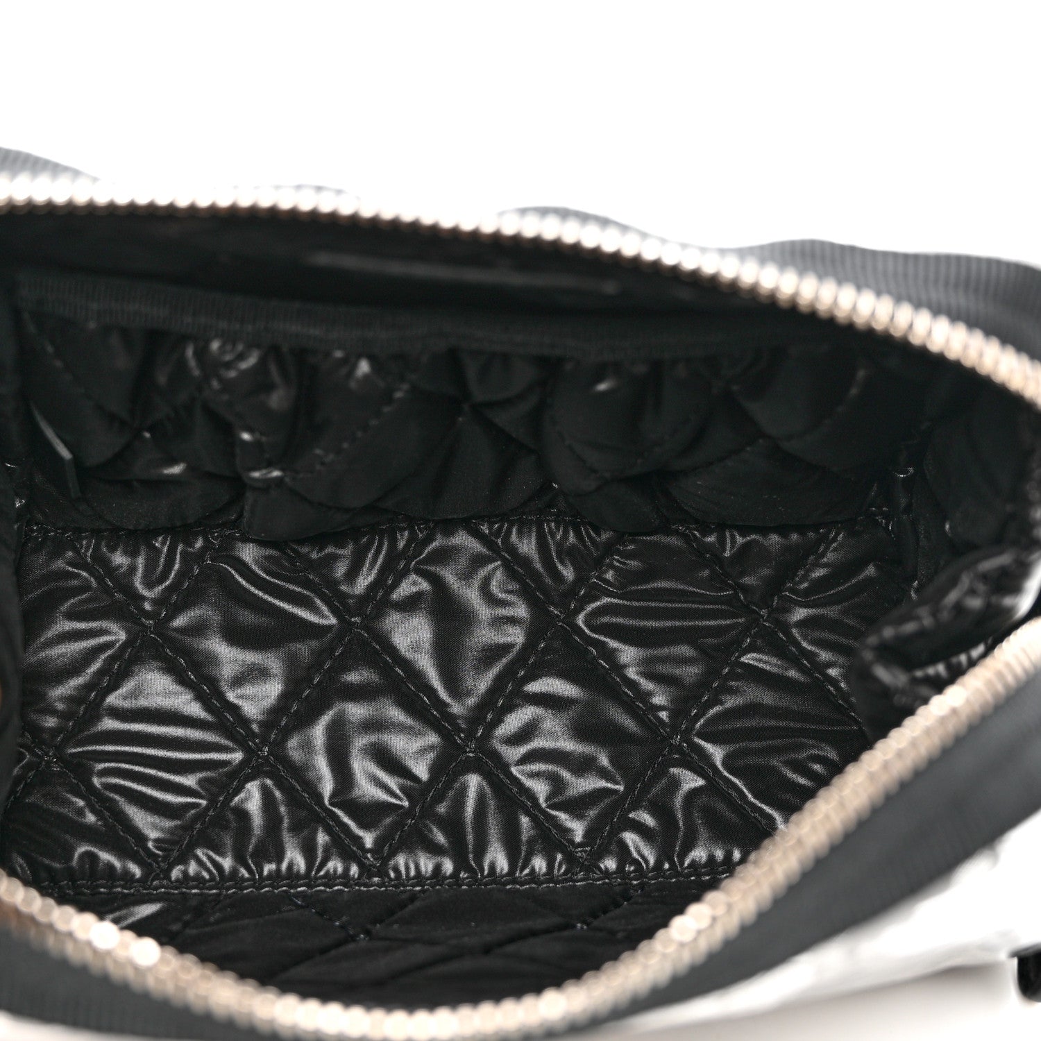 Chanel Coated Canvas Lambskin Camellia Cosmetic Pouch Black White 6 of 9