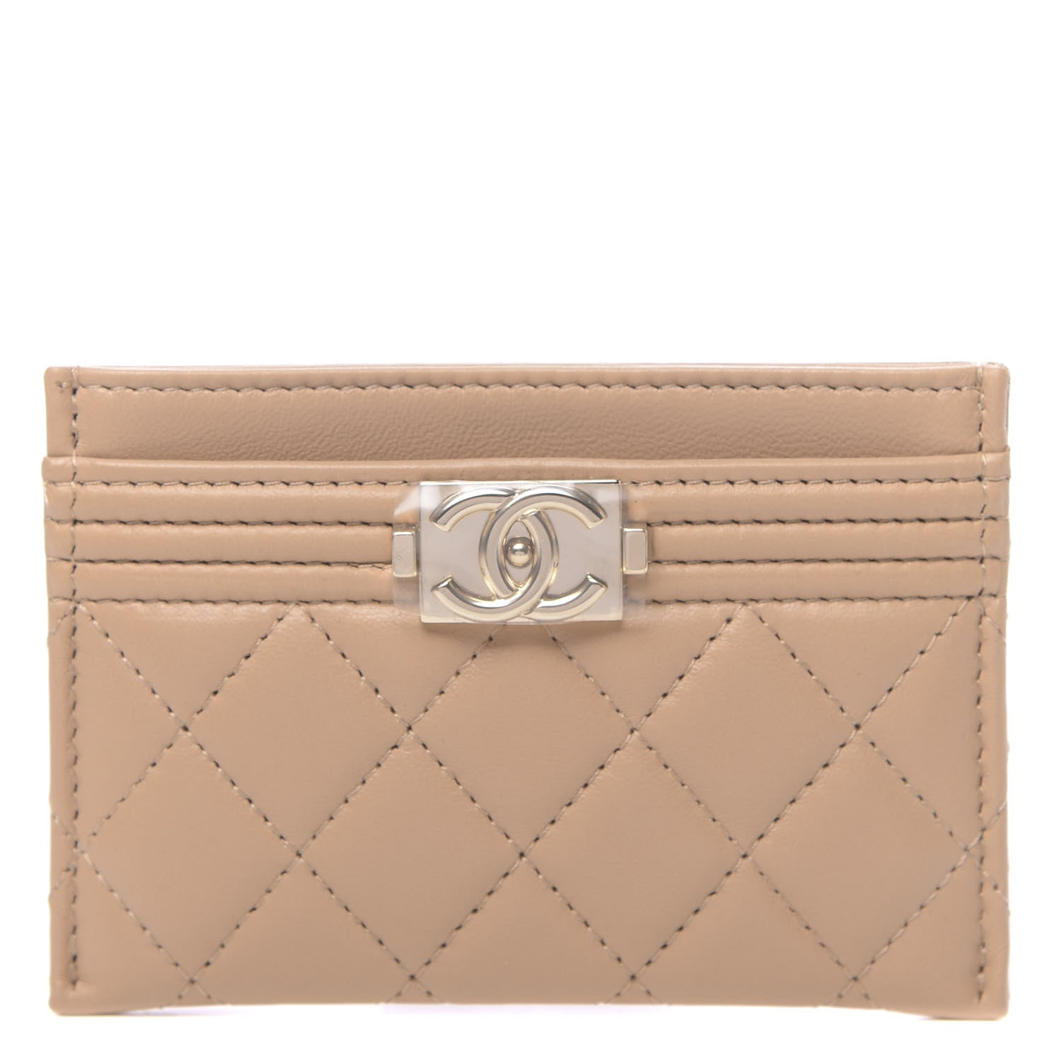 Chanel Lambskin Quilted Boy Card Holder Beige 1 of 9
