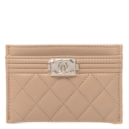 Chanel Lambskin Quilted Boy Card Holder Beige 1 of 9
