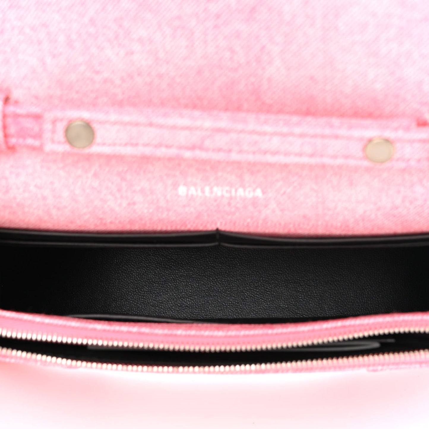 Nappa Denim Printed Hourglass Chain Bag Denim Pink