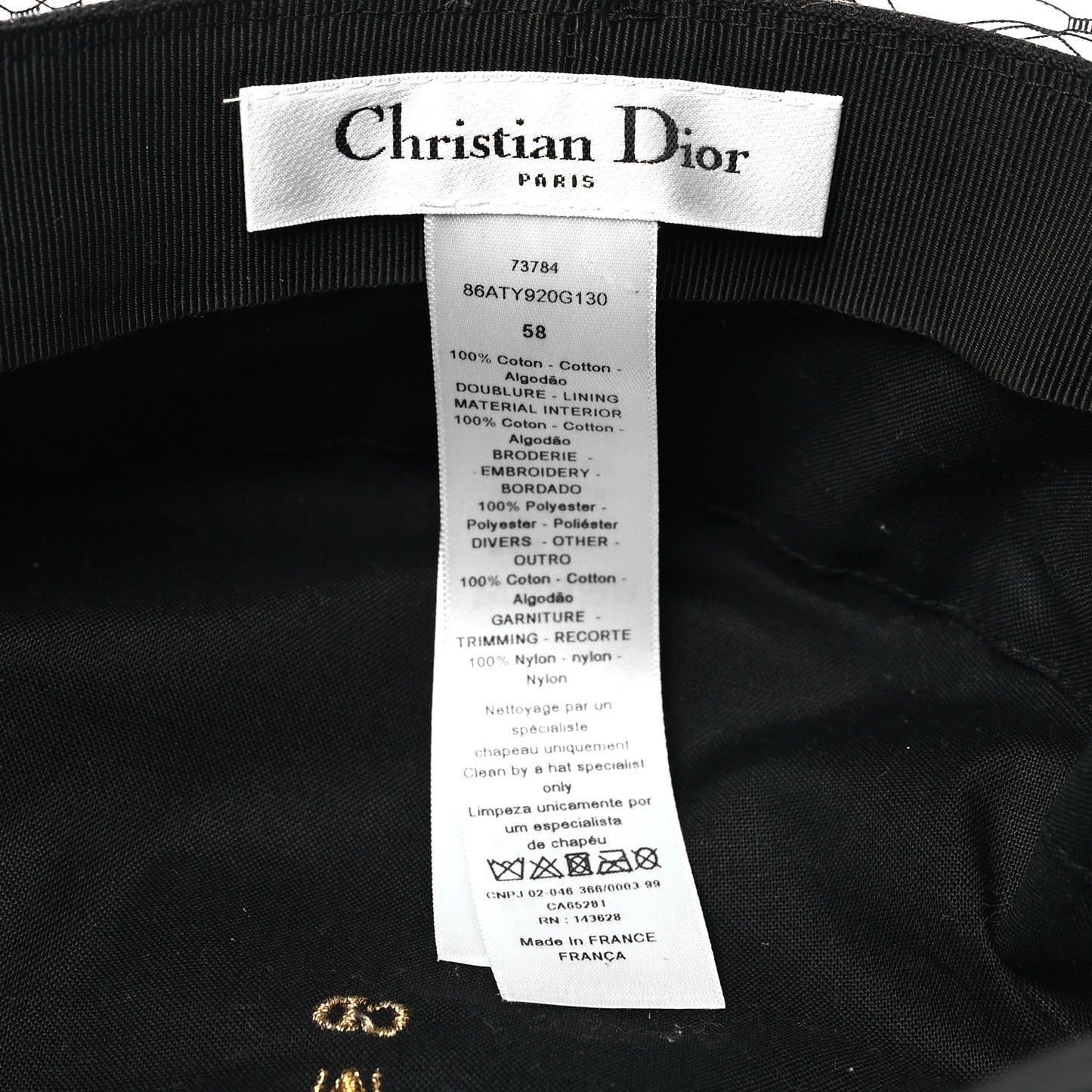 Cotton Canvas Arty Cap with Veil 58 Black