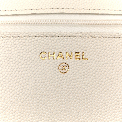 Chanel Caviar Quilted Crystal CC Wallet On Chain WOC White 6 of 15