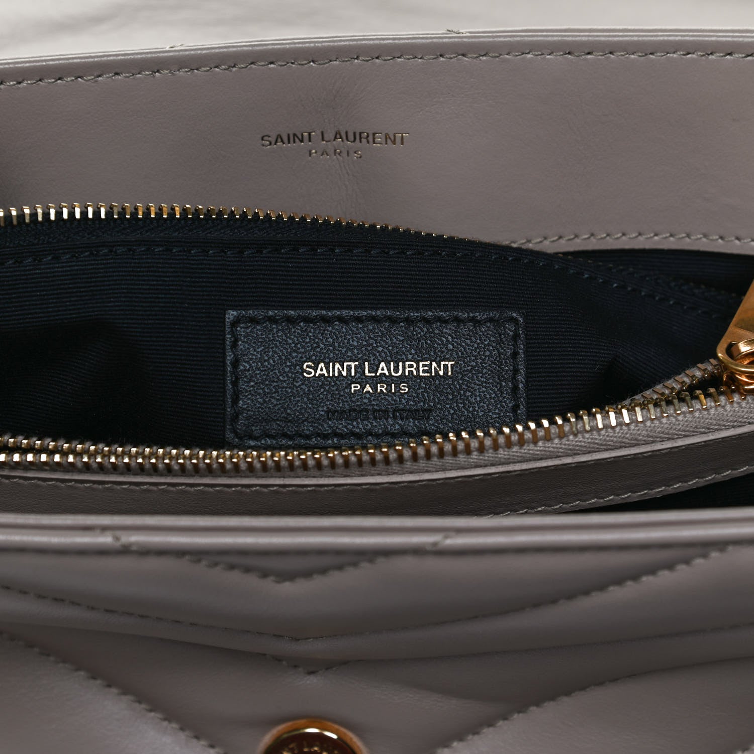 Saint Laurent Calfskin Y Quilted Monogram Medium Loulou Chain Satchel Dark Beige 6 of 13