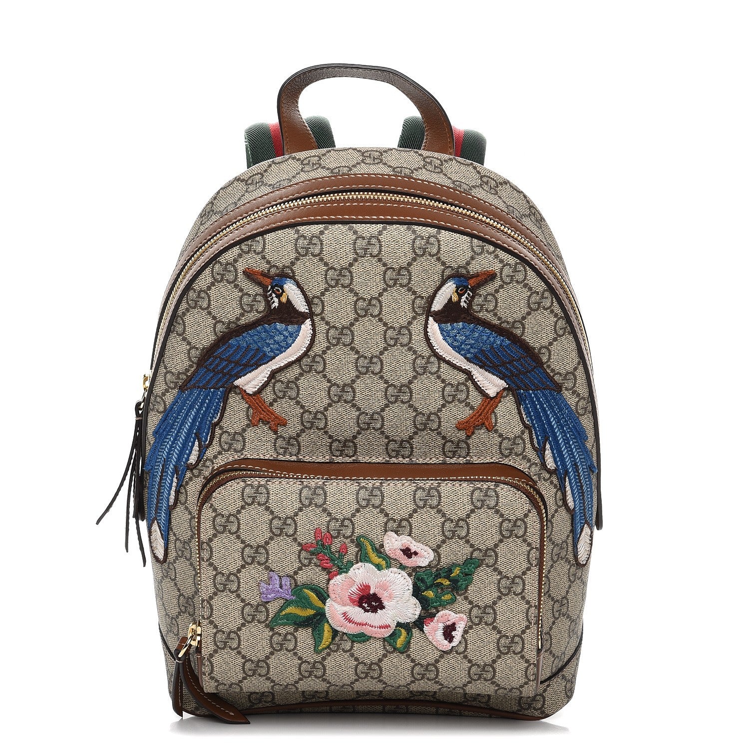 Gucci GG Supreme Monogram Web Garden Collection Embroidered Small Day Backpack Beige Tuscany 1 of 8