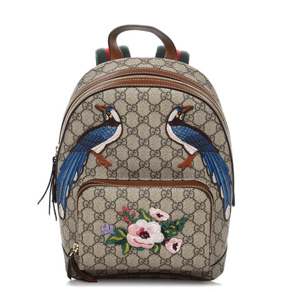 Gucci GG Supreme Monogram Web Garden Collection Embroidered Small Day Backpack Beige Tuscany 1 of 8
