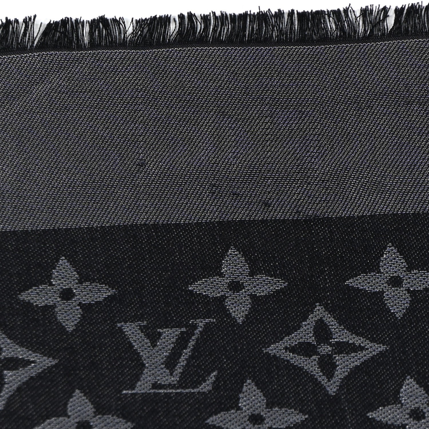 Louis Vuitton Silk Lurex Wool Monogram Shine Shawl Black 7 of 10