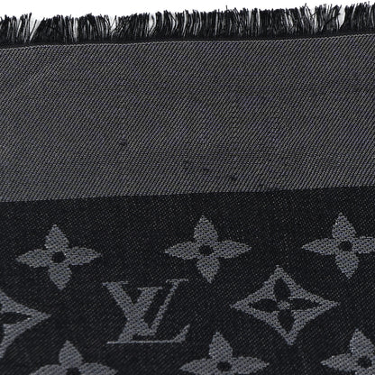 Louis Vuitton Silk Lurex Wool Monogram Shine Shawl Black 7 of 10