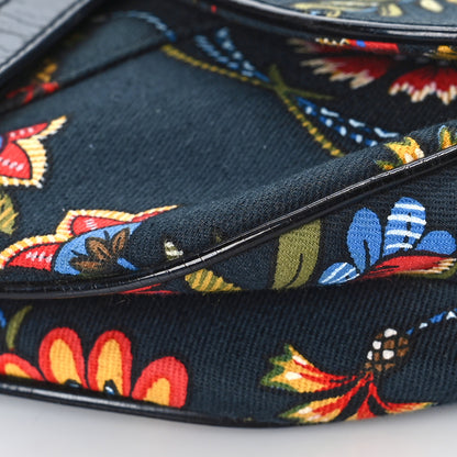 Christian Dior Canvas Floral Saddle Bag Black 9 of 11