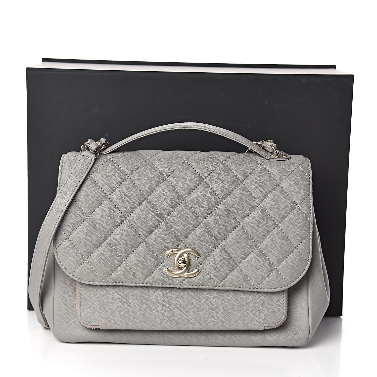 Chanel Caviar Quilted Large Business Affinity Flap Grey 11 of 11