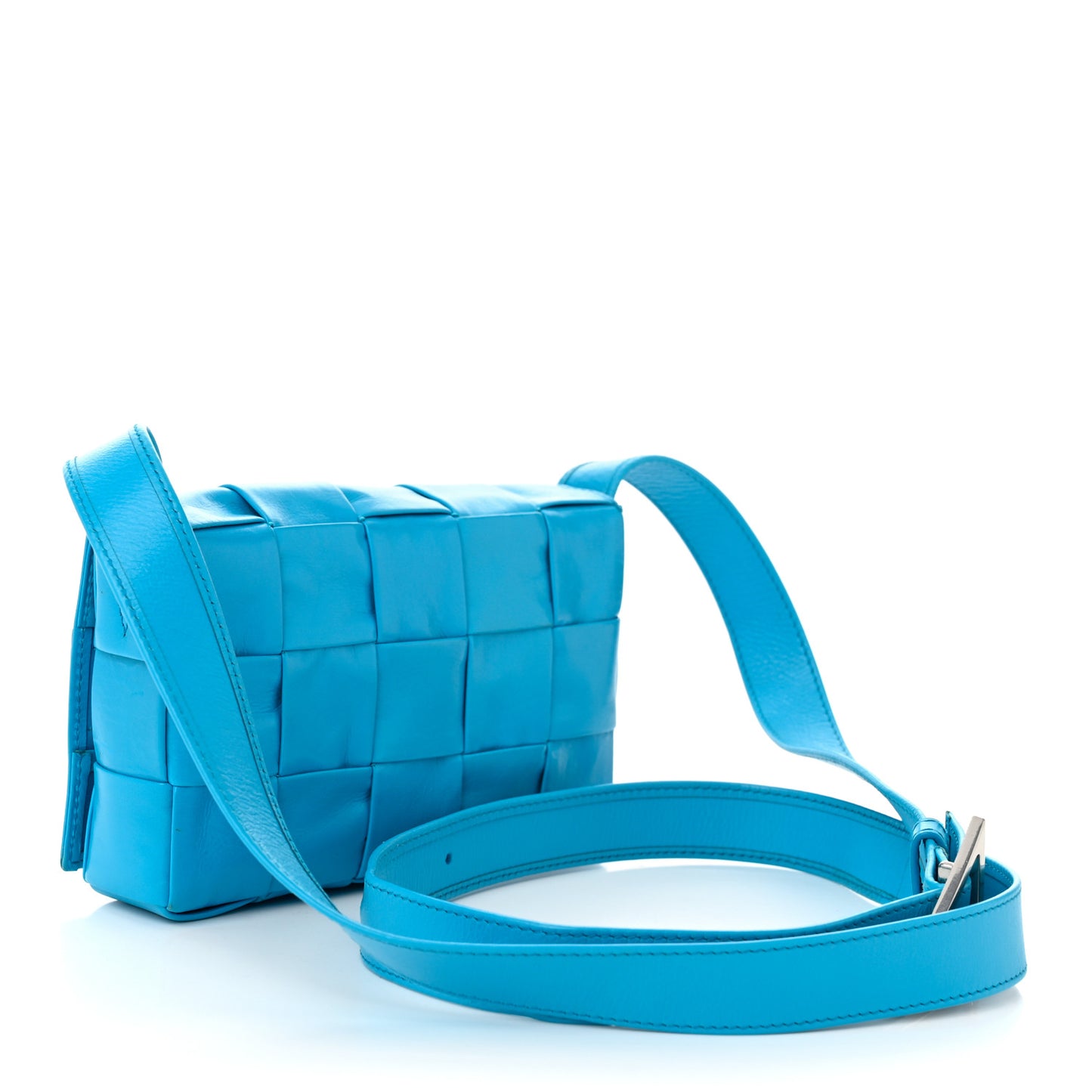 Paper Calfskin Maxi Intreccio Cassette Crossbody Bag Pool