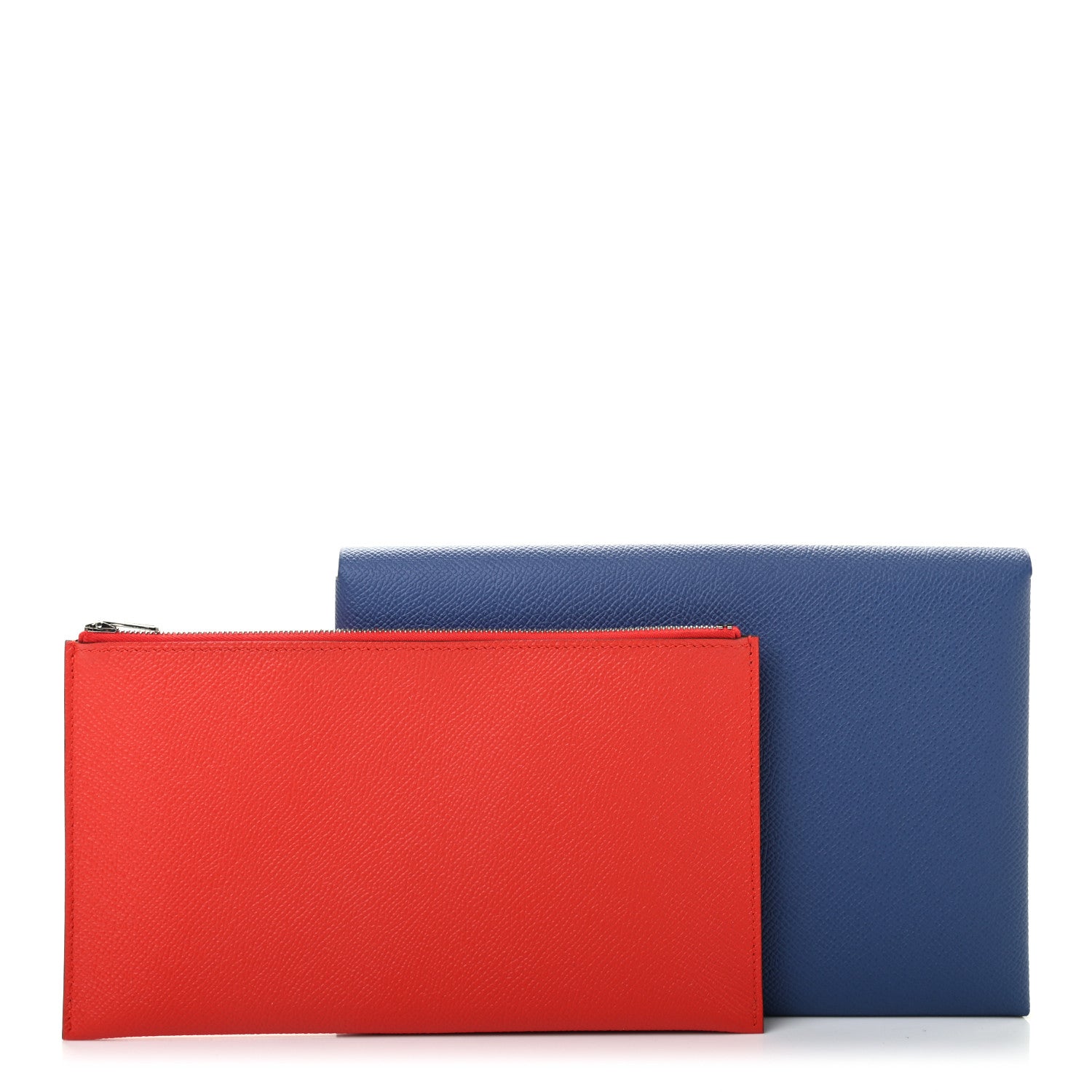 Hermes Epsom Calvi Pouch Bleu Agate Capucine 1 of 10
