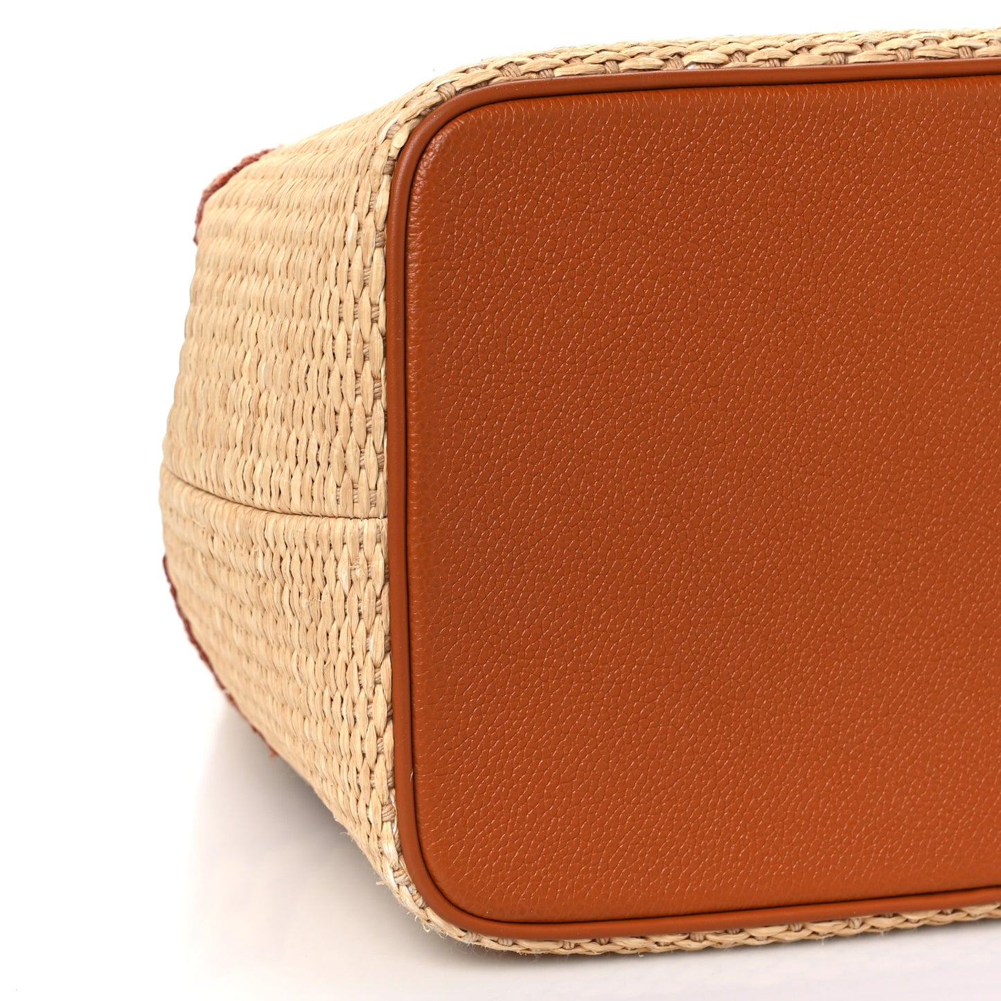 Raffia Calfskin Monogram Neonoe MM Tan