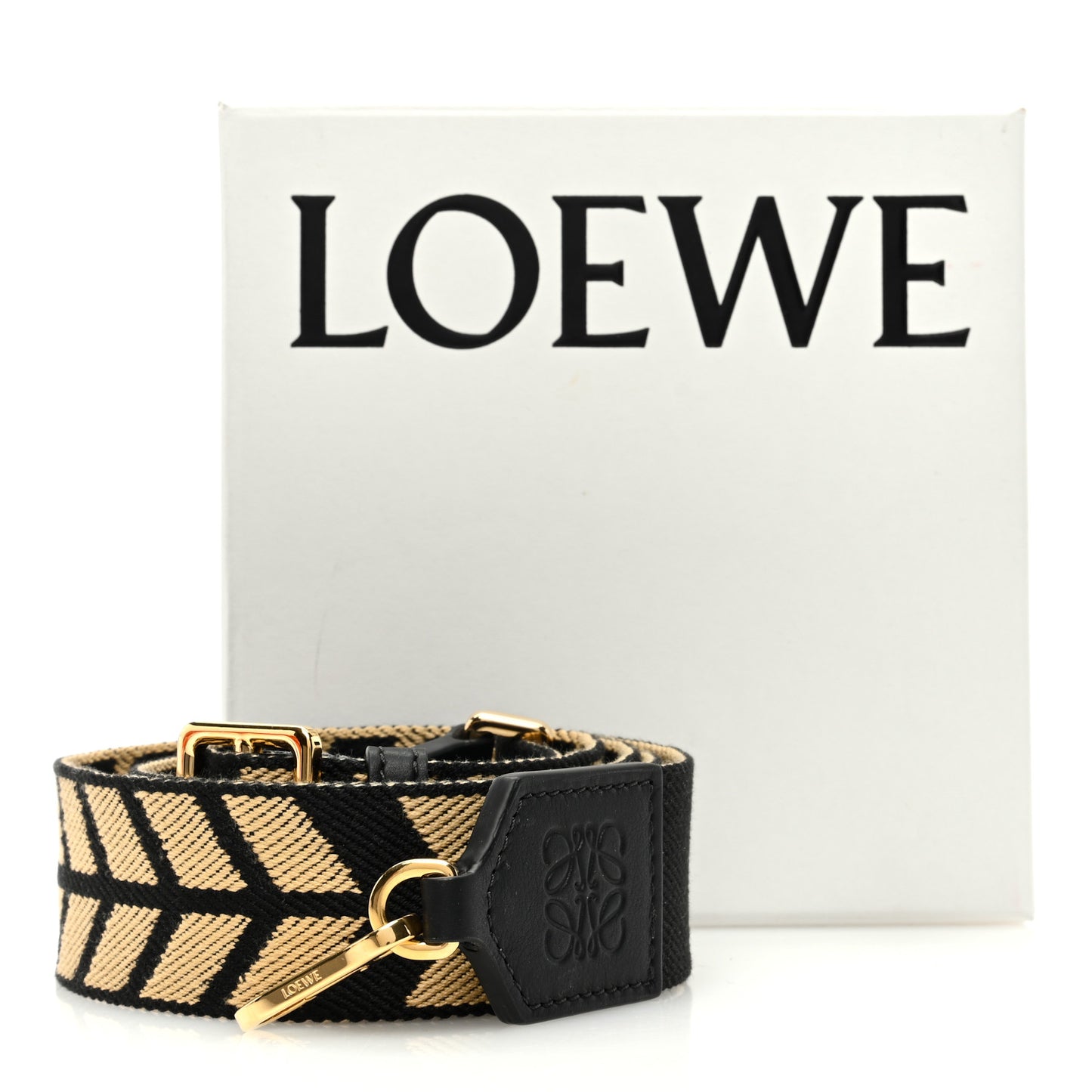 Calfskin Jacquard Paulas Ibiza Arrow Webbing Strap Natural Black