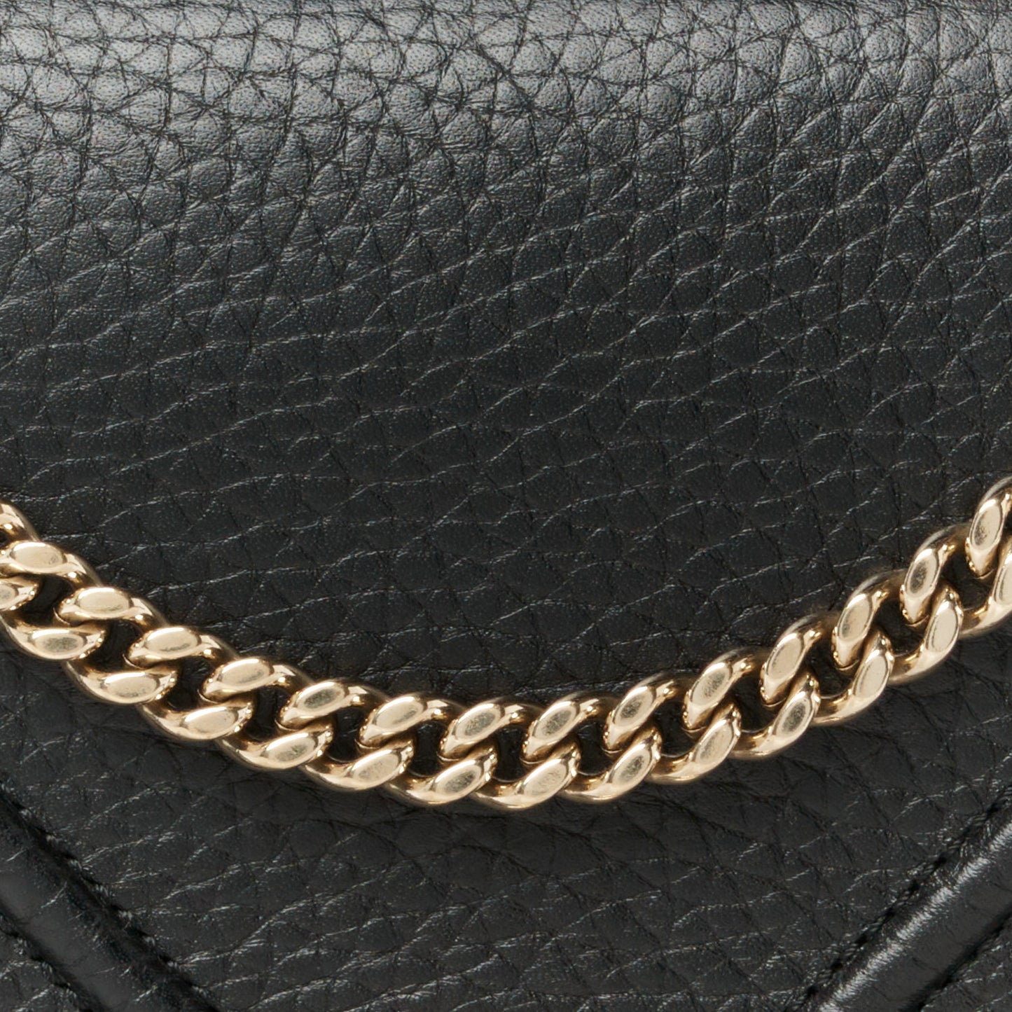Grained Calfskin Diorama Wallet on Chain Pouch Black
