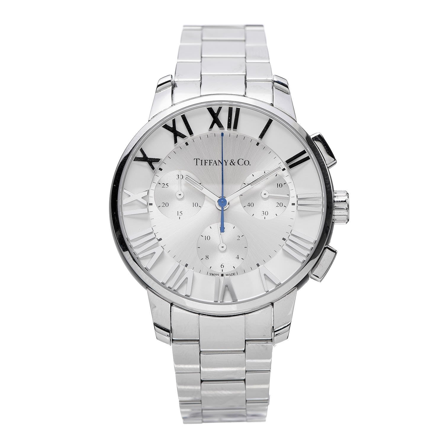 Tiffany Stainless Steel 36mm Atlas Dome Chronograph Quartz Watch 1 of 14