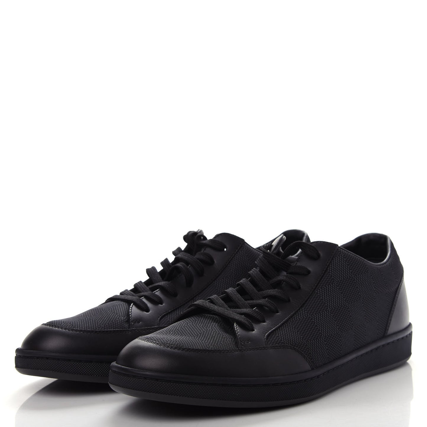 Calfskin Nylon Damier Offshore Sneakers 7 Black