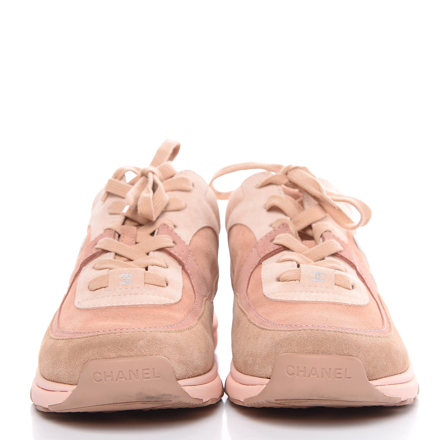 Chanel Suede Calfskin CC Sneakers 40.5 Pink 2 of 12