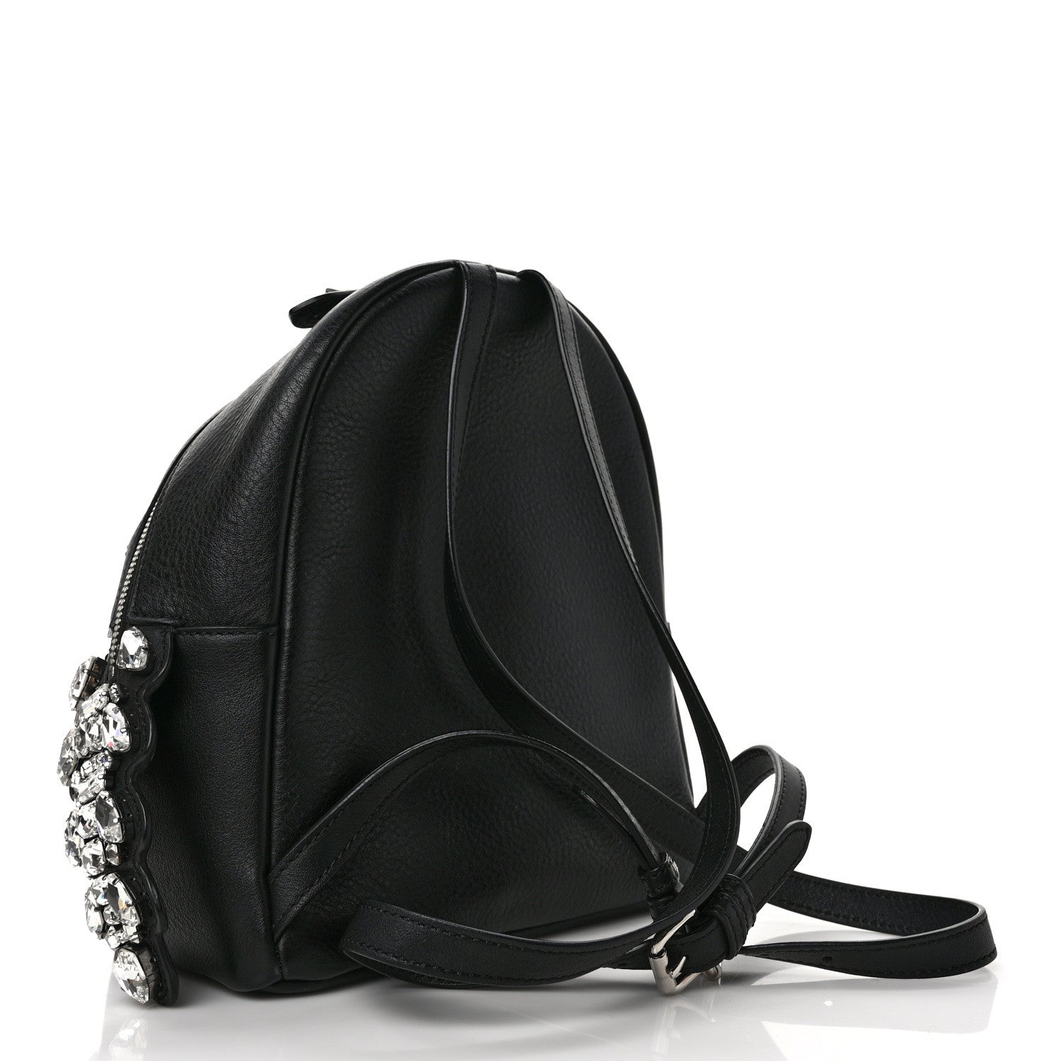 Fendi Vitello Dolce Crystal Croc Tail Mini Backpack Black 3 of 9