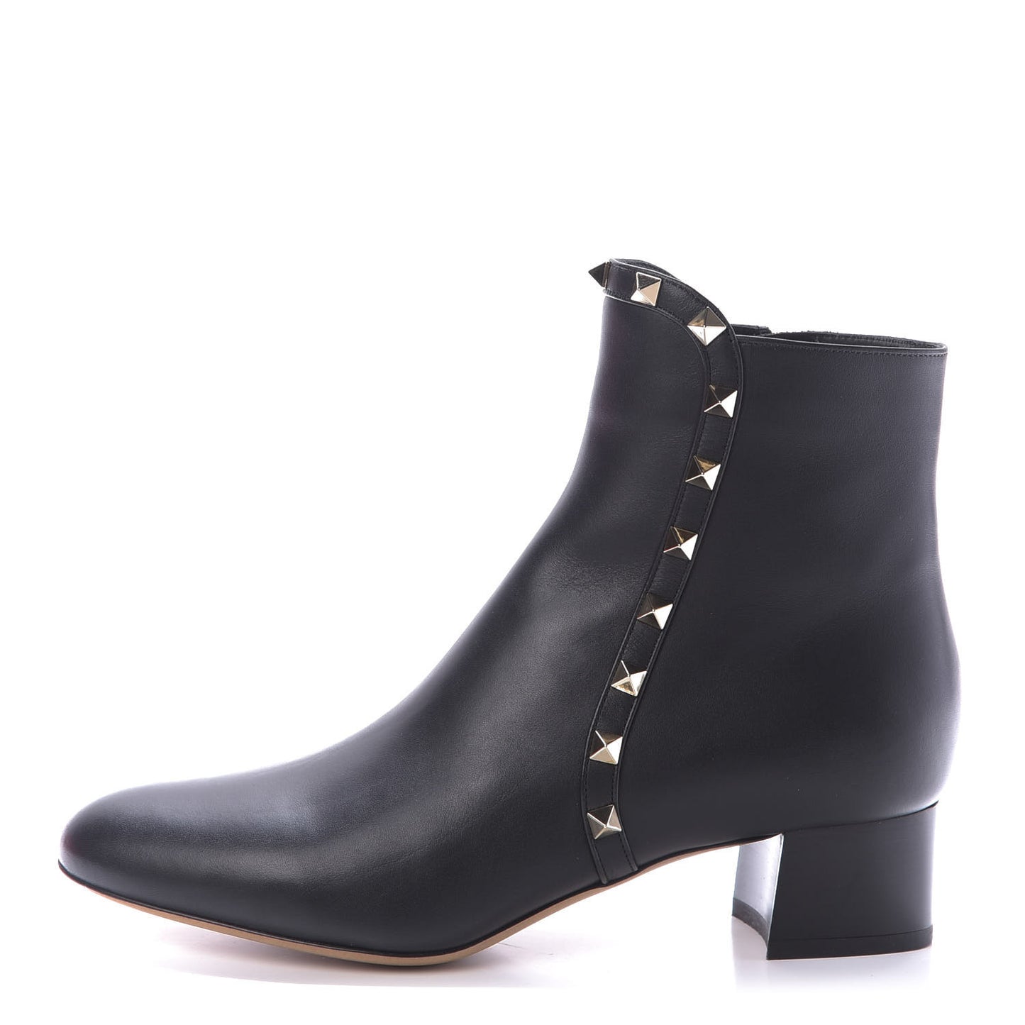 Smooth Calfskin Rockstud 40mm Ankle Boots 37.5 Black
