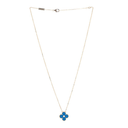 Van Cleef & Arpels 18K Yellow Gold Diamond Celestial Blue Sevres Porcelain Vintage Alhambra Pendant Necklace 2 of 8