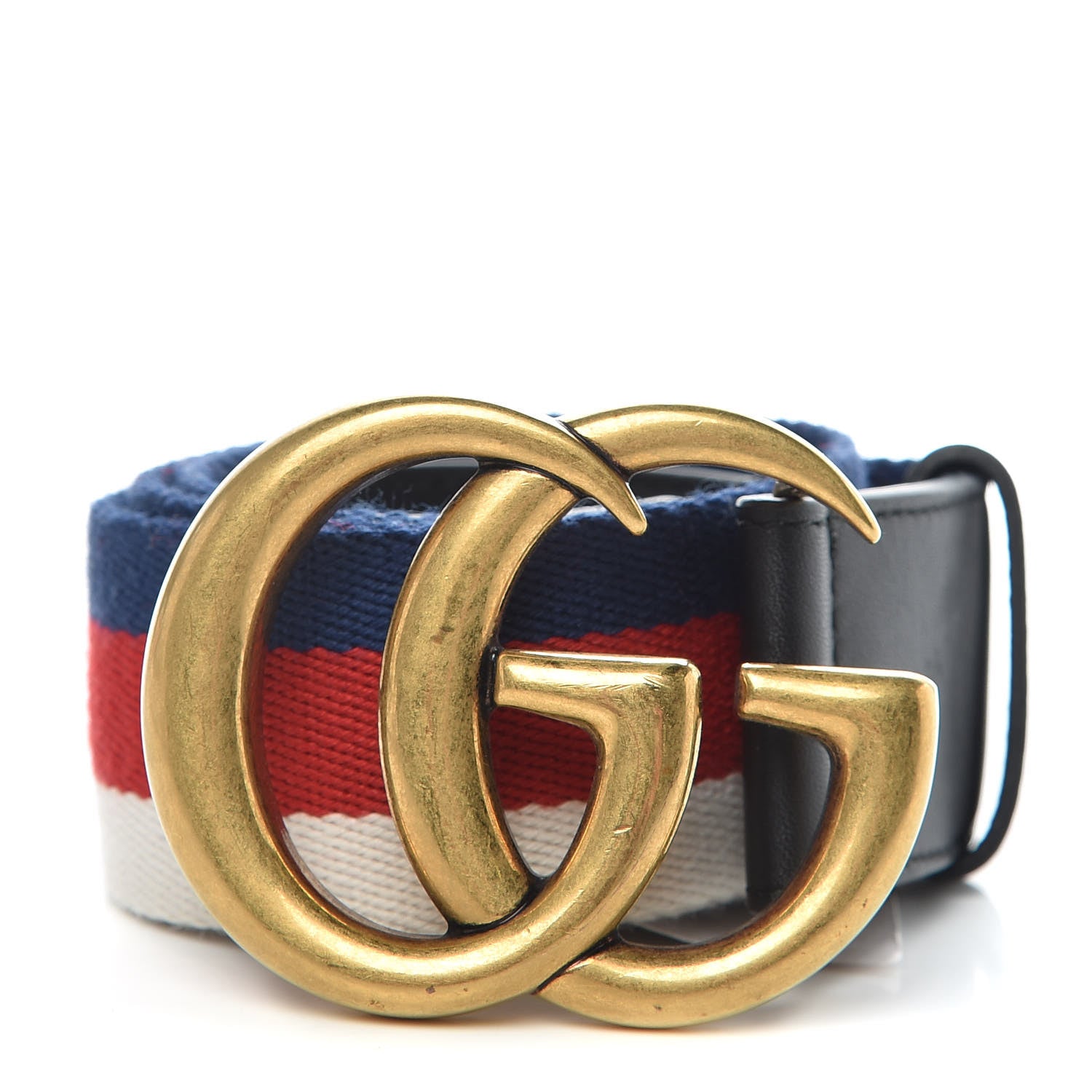 Gucci Nylon Calfskin Sylvie Web Double G 40mm Belt 85 34 Mystic White Hibiscus Red Maritime Black 1 of 6
