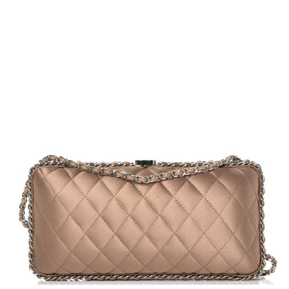 Chanel Satin Quilted Chain Around Clutch Beige 1 of 9
