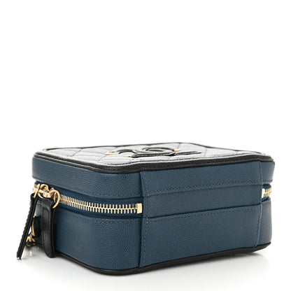 Chanel Caviar Quilted Small CC Filigree Vanity Case Navy Black 4 of 10