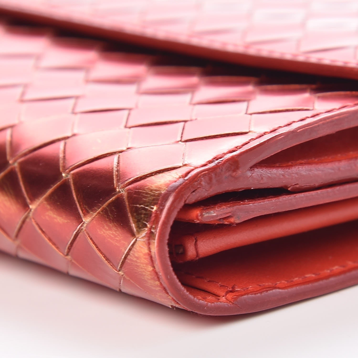 Bottega Veneta Metallic Nappa Intrecciato Continental Wallet Red 8 of 10