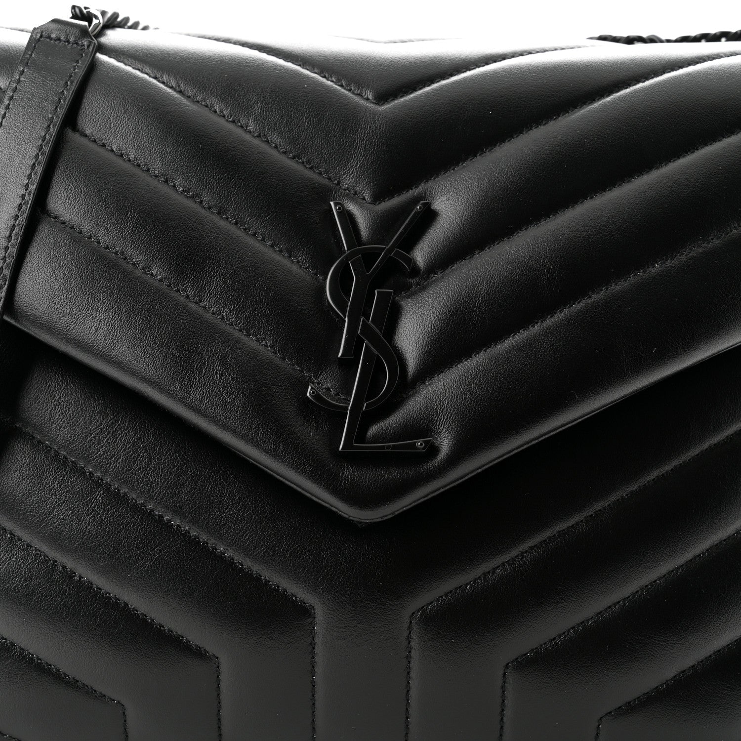 Saint Laurent Calfskin Y Quilted Monogram Monochrome Medium Loulou Chain Satchel Black 7 of 10