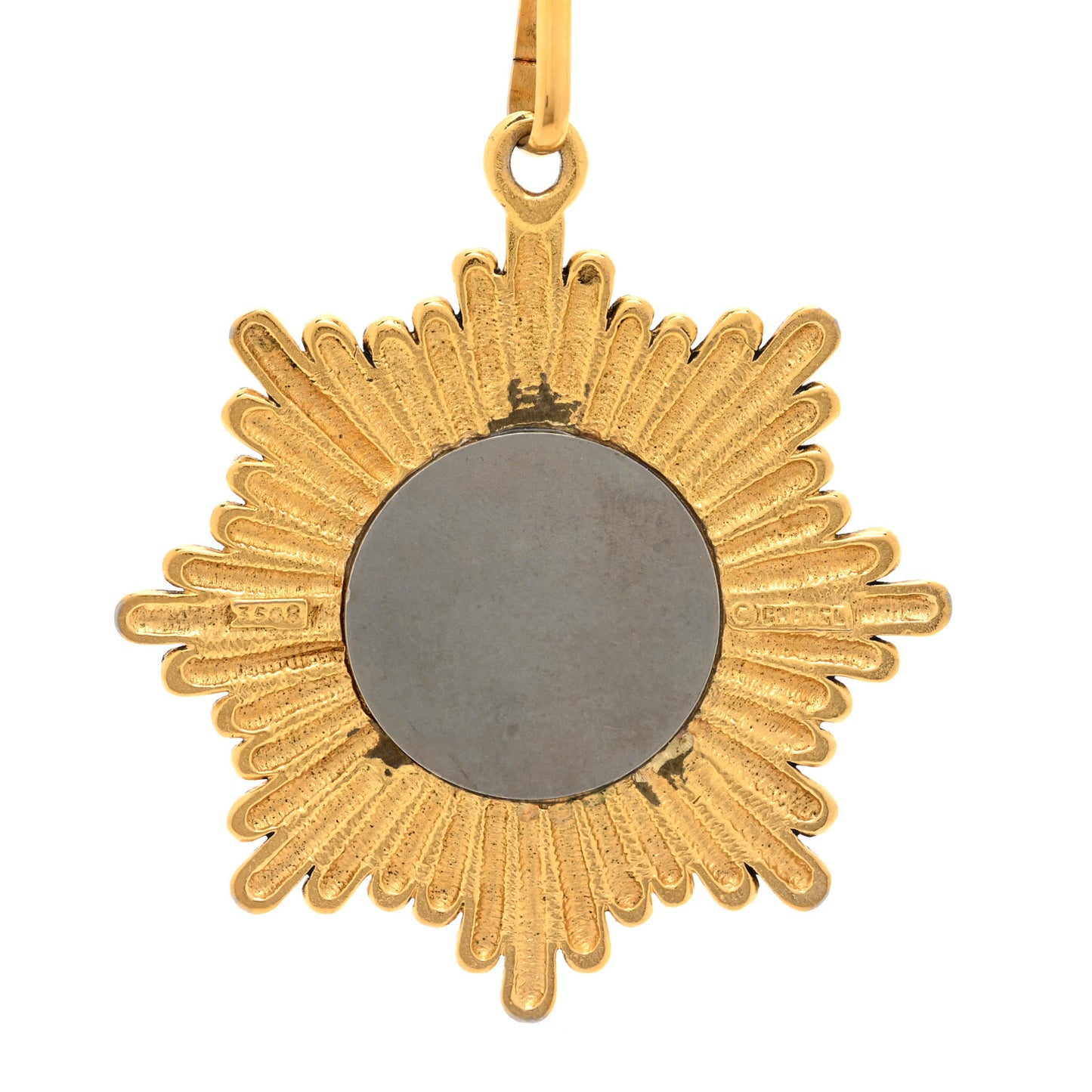 Metal CC Sunburst Chain Pendant Necklace Gold