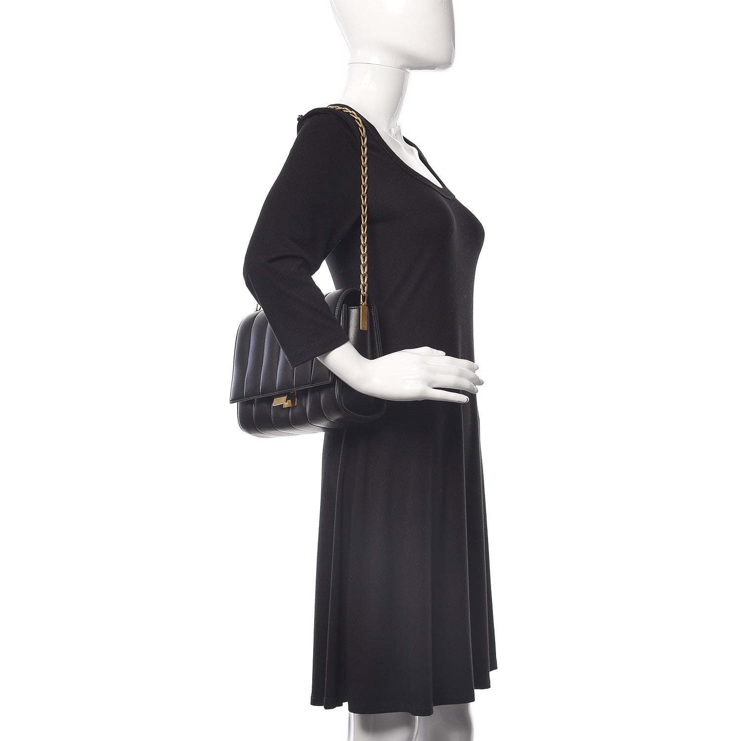 Celine Lambskin Quilted Shoulder Bag Black 2 of 11